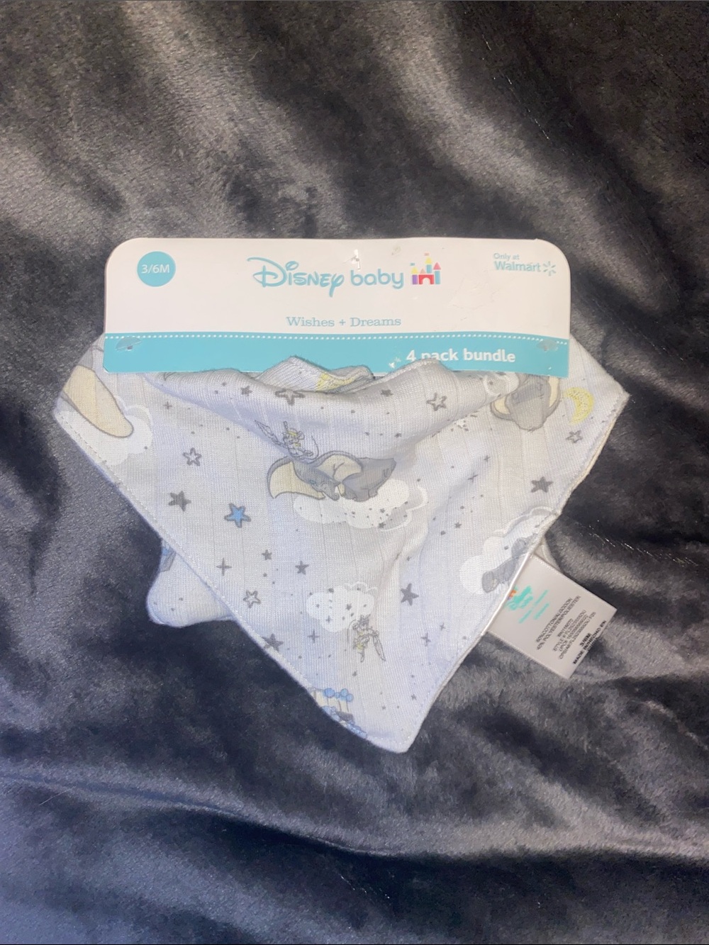 Disney Baby Dumbo Bandana Bib and Hat- Gray, Light Blue & Cream